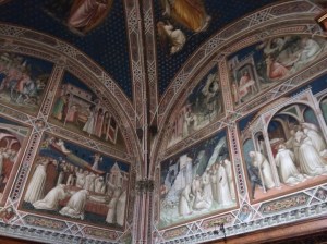 Frescos on wall of private room in San Miniato Church