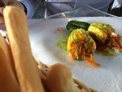 Stuffed zucchini flowers